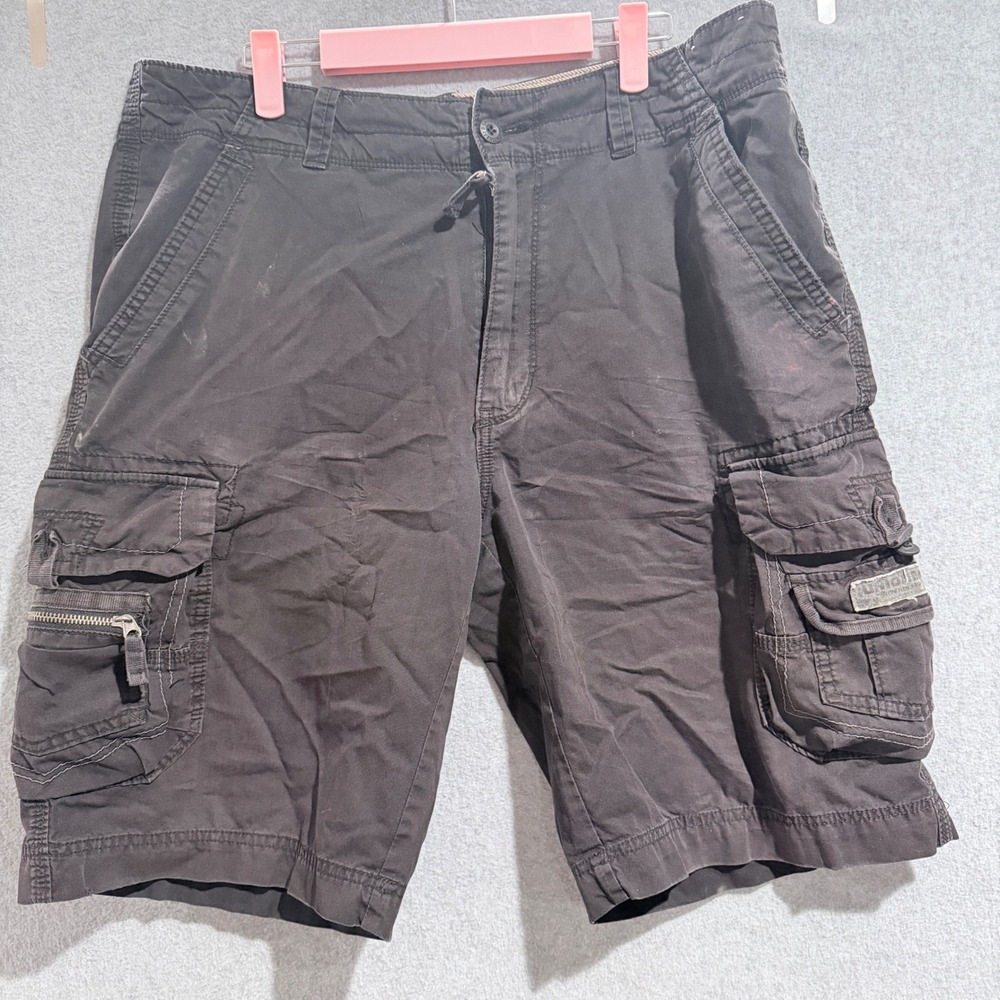 Unionbay Mens Cargo Shorts 34 Y2k Black Cotton Utility Grunge Rugged Gorpcore